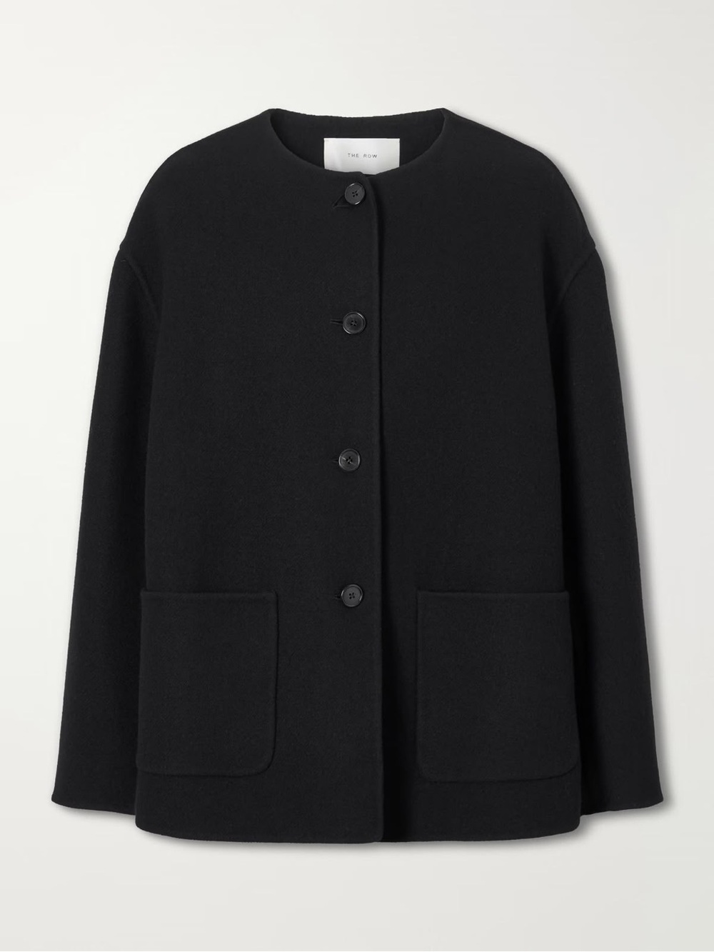 The Row Black Collarless Wool Quintus Jacket 6